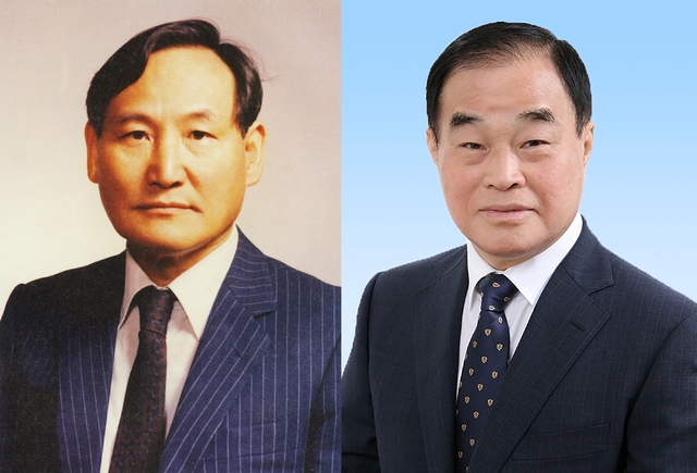 [서울=뉴시스] 손보기 전 연세대 교수(왼쪽), 김민수 부민양행 대표. 2020.12.01. (사진 = 연세대 사학과 총동문회 제공) photo@newsis.com 