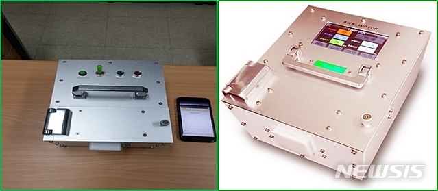 [목포=뉴시스] 세계 최초 코로나19 휴대용 신속 분자진단용 기기 및 키트. (사진=목포대 제공) 2020.12.03. photo@newsis.com