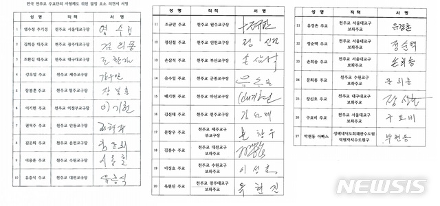 [서울=뉴시스]한국 천주교 주교단 '사형제도 위헌 결정 호소 의견서' 서명. (사진 = 한국천주교주교회의 제공) 2020.12.09.photo@newsis.com