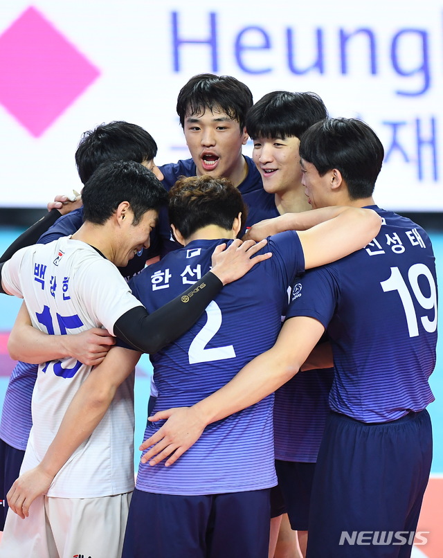 [서울=뉴시스] 프로배구 대한항공. (사진=KOVO 제공) 