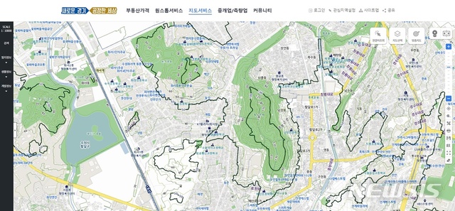 [수원=뉴시스] 등고선지도.