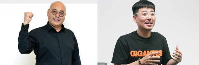 ▲남궁훈(왼쪽) 카카오게임즈 각자대표와 정욱(오른쪽) 넵튠 대표