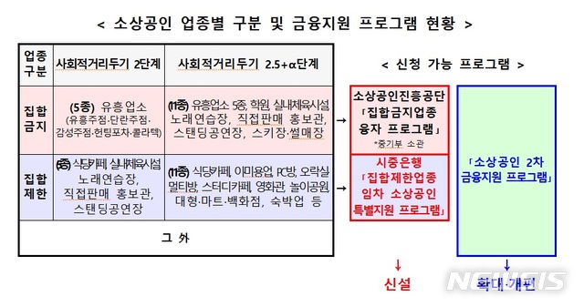 [서울=뉴시스]소상공인 업종별 구분 및 금융지원 프로그램.2020.12.29.(사진=금융위원회 제공)photo@newsis.com