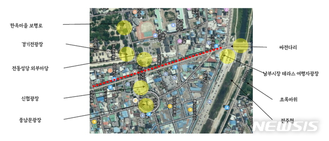 [전주=뉴시스] 한훈 기자 = 전북 전주시는 내년 6월까지 총사업비 10억원을 투입해 전동성당 앞부터 싸전다리까지 팔달로 왕복 600m 구간에 보행환경 개선사업을 추진한다고 30일 밝혔다.(사진=전주시 제공).2020.12.30.&nbsp; photo@newsis.com