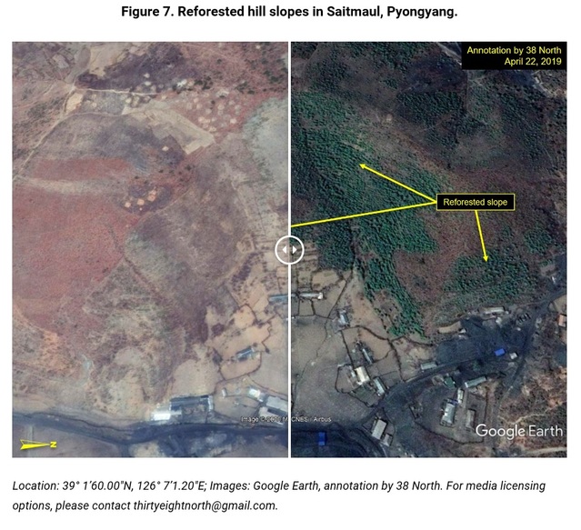[서울=뉴시스] 평양 인근 조림사업 현황. 2021.01.03. (사진=38노스 캡처)