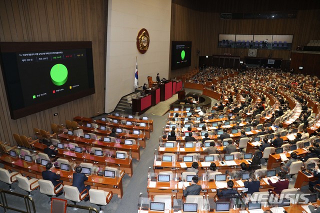 [서울=뉴시스]최동준 기자 = 지난달 8일 오후 서울 여의도 국회에서 열린 본회의에서 일명 '정인이법'으로 불리는 아동학대범죄의 처벌 등에 관한 특례법 일부개정법률안(대안)이 가결되고 있다. (공동취재사진) 2021.01.08. photo@newsis.com