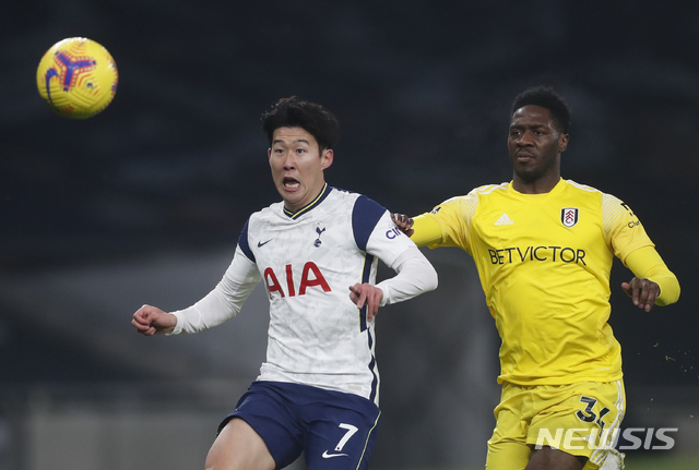 [런던=AP/뉴시스] 손흥민이 골대 불운 속에 침묵했다. 2021.01.13.