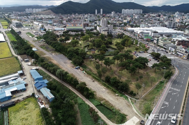 [광양=뉴시스] 전남 광양시 미세먼지 차단 숲. photo@newsis.com