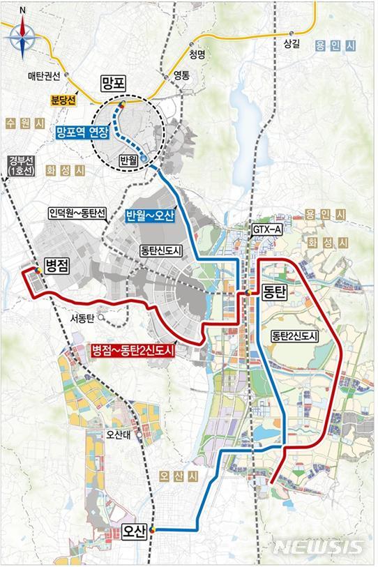 동탄 도시철도 노선도