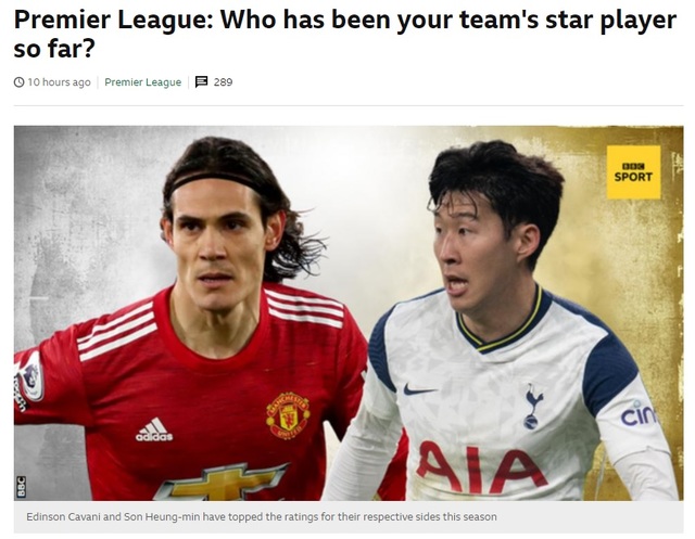[서울=뉴시스] BBC의 토트넘 전반기 평점 1위에 오른 손흥민. (캡처=BBC 홈페이지)