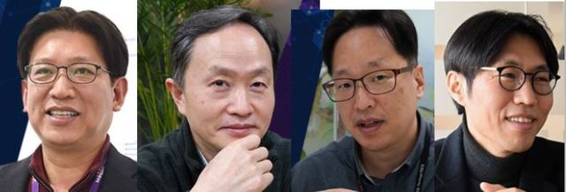 [서울=뉴시스] 삼성전자 고대역폭 메모리 플래시볼트 ‘HBM2E Flashbolt’ 개발 주역들. 왼쪽부터 천기철 메모리사업부 CS팀 상무, 메모리사업부 DRAM PA팀 백철호씨, TSP총괄 메모리PKG개발팀 김구영씨, 메모리사업부 DRAM 설계팀 손교민 마스터. 사진 삼성전자