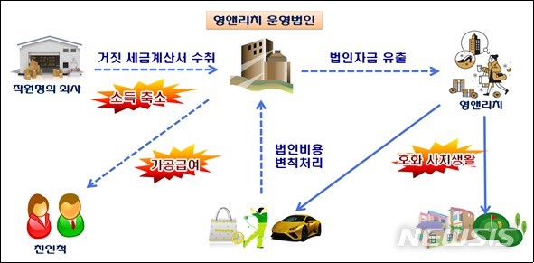 [세종=뉴시스] 탈세 사실이 적발된 영앤드리치(Young&Rich) A씨의 사례. (자료=국세청 제공) 