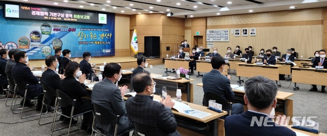 [대구=뉴시스]김정화 기자 = 대구시 수성구와 경북 경산시는 23일 오후 경산시청 대회의실에서 '수성·경산 경제협력 기본구상 용역' 최종보고회를 개최했다. 2021.02.23. jungk@newsis.com 