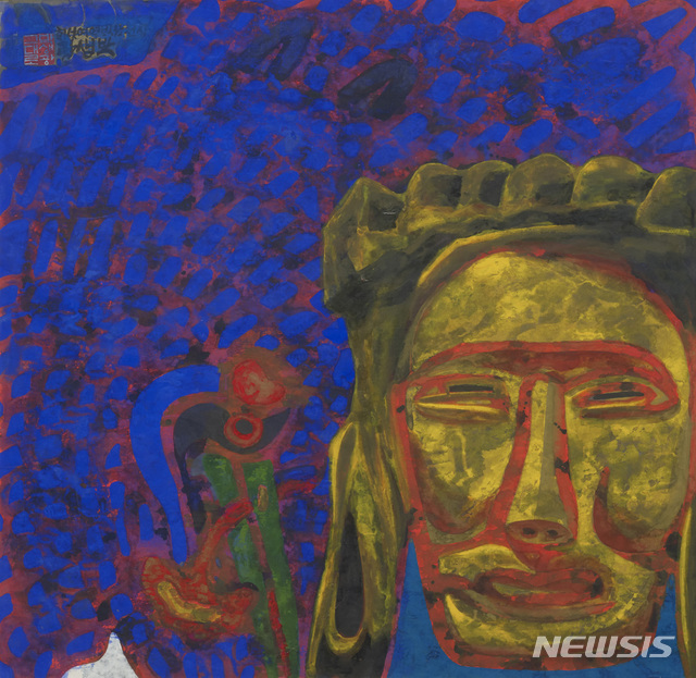 [서울=뉴시스] 박생광, 탈, 69x69cm, 수묵채색, 1983. 사진=교보아트스페이스 제공. 2021.2.24. photo@newsis.com