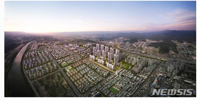 [서울=뉴시스] 대구 안심 파라곤 프레스티지 항공조감도.