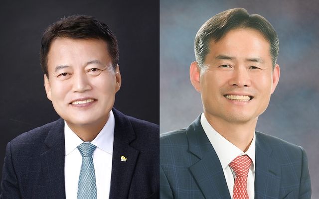 [울산=뉴시스] 구미현 기자 = 울산시교육청은 2일 강남·북교육지원청에 각각 정재균·장원기 신임 교육장이 취임했다고 밝혔다.&nbsp; 사진은 장원기·정재균 교육장(왼쪽부터) 2021.03.02. (사진=울산시교육청 제공) photo@newsis.com&nbsp; *재판매 및 DB 금지