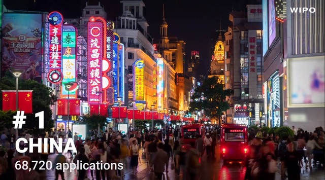 [서울=뉴시스]유엔 산하 세계지식재산기구(WIPO)는 지난해 전 세계에서 중국이 특허 출원을 가장 많이 했다고 밝혔다. (사진: WIPO 영상) 2021.3.2. *재판매 및 DB 금지