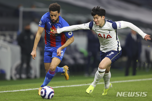 [런던=AP/뉴시스] 손흥민이 리그 9호도움을 기록했다. 2021.03.07.