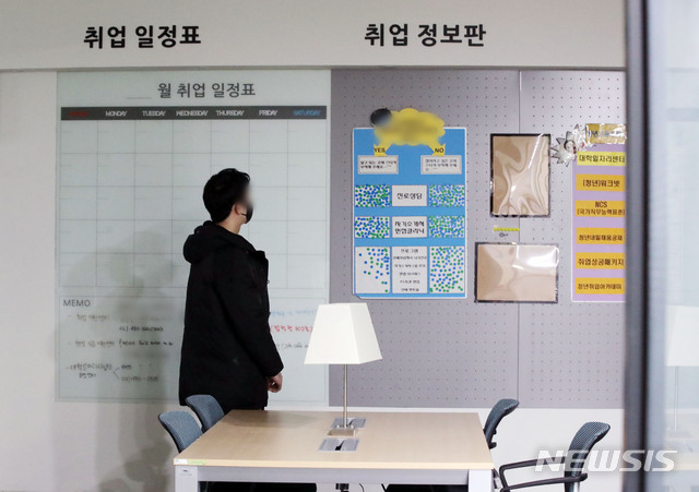 [서울=뉴시스]박미소 기자 = 서울 시내의 한 대학교 취업게시판의 일정표가 비어있다. 2021.03.08. misocamera@newsis.com