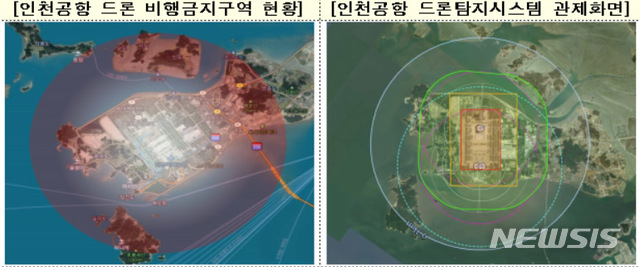 [인천=뉴시스] 홍찬선 기자 = 지난 9월24일부터 올 2월까지 인천공항 주변에 허가 없이 드론을 조종하다 적발된 건은 모두 80건으로 조사됐다. 사진은 인천공항 드론 비행금지구역 현황. (사진=인천공항공사 제공) 2021.03.15. photo@newsis.com