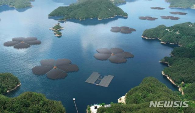 [서울=뉴시스] 합천댐에 건설되는 수상태양광 조감도. (자료=환경부 제공). 2021.03.18. photo@newsis.com