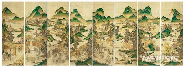 [서울=뉴시스] 300만원에 시작 1억2500만원에 낙찰된 빈풍칠월도(豳風七月圖)