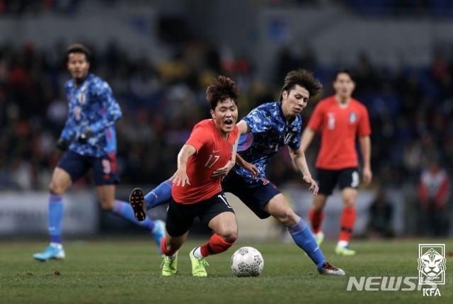 [서울=뉴시스] 2019년 12월 동아시안컵 당시 한일전. (사진=대한축구협회 제공)