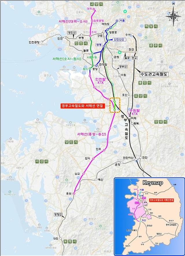 [홍성=뉴시스]홍성~서울 서해선 고속철도 위치도.  *재판매 및 DB 금지