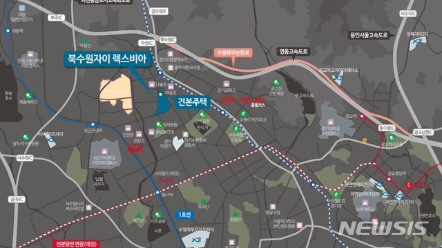 [서울=뉴시스] 북수원자이 렉스비아 위치도. (제공 = GS건설)