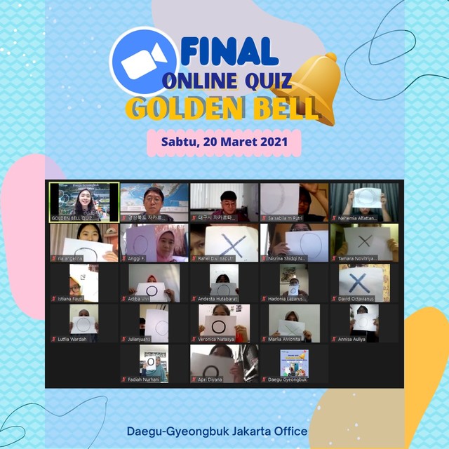 [안동=뉴시스] 대구경북자카르타사무소가 지난 20일 인도네시아 현지인을 대상으로 진행한 '대구-경북, 온라인 퀴즈 골든벨' 광경. (사진=경북도 제공) 2021.03.24 *재판매 및 DB 금지