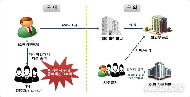 [세종=뉴시스] 최근 국세청에 적발된 역외 탈세 혐의자 A씨의 사례. (자료=국세청 제공) 