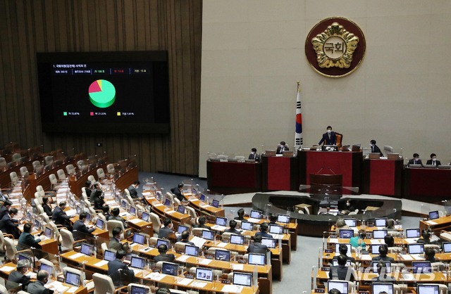 [서울=뉴시스]김진아 기자 = 24일 서울 여의도 국회에서 열린 본회의. (공동취재사진) 2021.03.24. photo@newsis.com