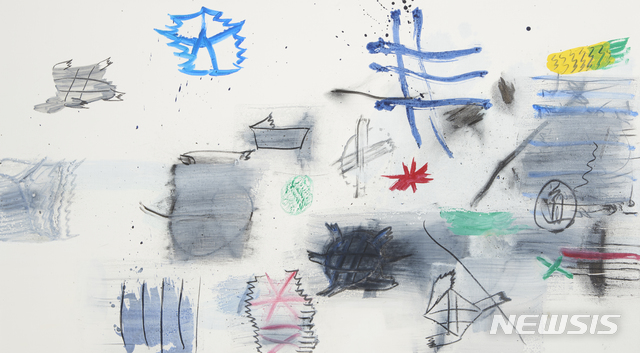 [서울=뉴시스]이종목, Holy Paradox - 即非 . 100x180cm. 캔버스위에 아크리릭,먹,목탄. 2021