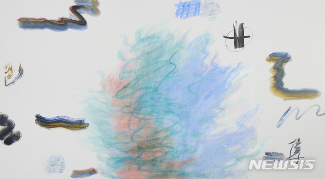 [서울=뉴시스] 이종목, Holy Paradox - 即非 . 100x180cm. 캔버스위에 아크리릭,먹,목탄. 2021