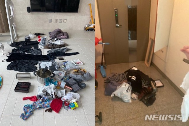 [인천=뉴시스] 김동영 기자 = 입주형 베이비시터가 집안 곳곳을 수색하며 훔친 물품. 2021. 4. 9. (사진=보배드림 캡처)