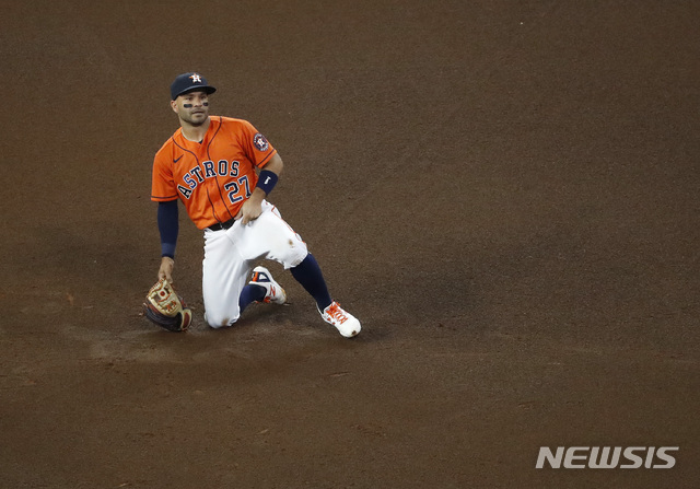 [휴스턴=AP/뉴시스] 메이저리그(MLB) 휴스턴 애스트로스의 호세 알투베. 2021.04.09