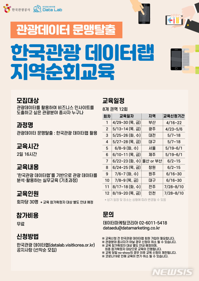[서울=뉴시스] '관광 데이터 문맹탈출' 지역순회 설명회 포스터 (사진=한국관광공사 제공) 2021.04.16. photo@newsis.com