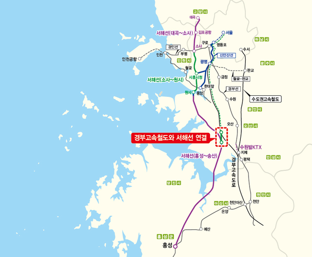 [홍성=뉴시스]KTX 서해선 노선도.&nbsp; *재판매 및 DB 금지