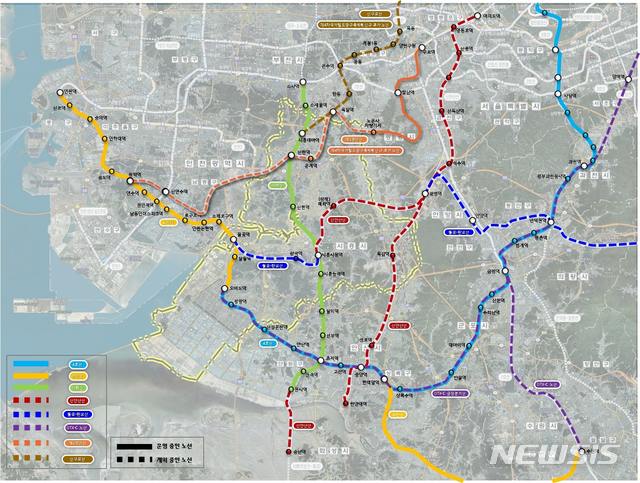 시흥시 전체 철도 노선도.