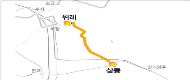 [성남=뉴시스]위례~삼동선 구간도 *재판매 및 DB 금지