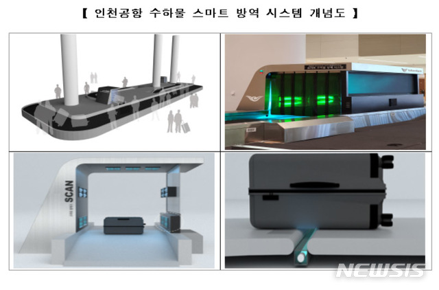 [인천공항=뉴시스]홍찬선 기자 = 인천공항공사는 중소기업 엔퓨텍과 협업을 통해 수하물 스마트 방역 시스템을 개발했다고 26일 밝혔다. 이번 방역 시스템은 자외선 살균 방식(UV-C)을 통해 수하물을 자동으로 소독해주는 역할을 하게 된다. (사진=인천공항공사 제공) 2021.04.26.photo@newsis.com 