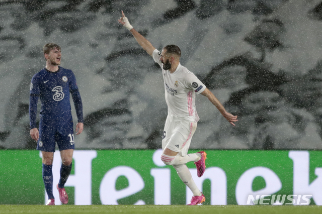 [마드리드=AP/뉴시스] 레알 마드리드 골잡이 카림 벤제마. 2021.04.27.