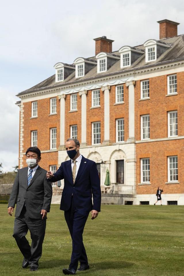[런던=뉴시스]일본·영국 외교장관 회담 모습. (출처: 영국 외무장관 트위터) 2021.5.3. *재판매 및 DB 금지