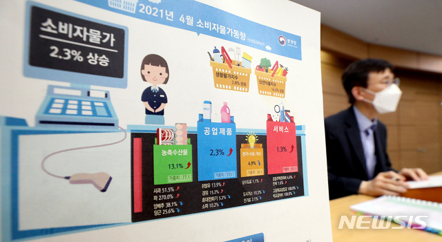 [세종=뉴시스]강종민 기자 = 어운선 통계청 경제동향통계심의관이 4일 오전 정부세종청사에서 2021년 4월 소비자물가동향을 발표하고 있다. 지난달 소비자물가지수는 전월대비 0.2%, 전년동월대비 2.3% 상승한 것으로 나타났다. 2021.05.04.&nbsp; ppkjm@newsis.com