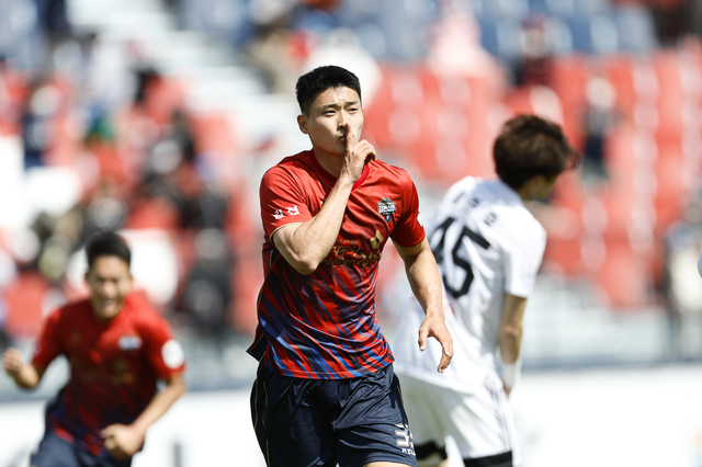 조규성 골 세레머니 (사진=김천상무프로축구단 제공) *재판매 및 DB 금지