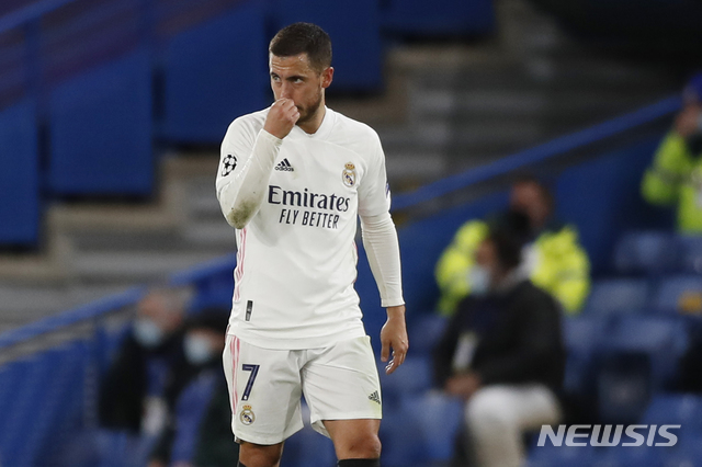 [런던=AP/뉴시스] 레알 마드리드 아자르. 2021.05.05.