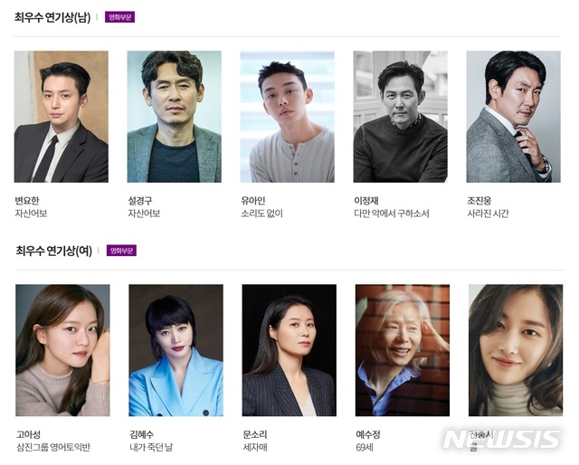 [서울=뉴시스]제57회 백상예술대상 영화부문 최우수연기상 후보. (사진=제57회 백상예술대상 홈페이지 사진 캡처) 2021.05.12. photo@newsis.com 