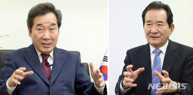 [광주=뉴시스] 더불어민주당 대권주자 이낙연 정세균. (사진=뉴시스 자료사진)