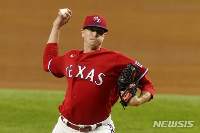 [알링턴=AP/뉴시스] 메이저리그(MLB) 텍사스 레인저스의 카일 깁슨. 2021.05.21