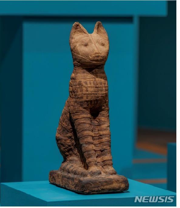 [서울=뉴시스] 이집트 말기왕조시대 고양이 미라, 기원전 600년-기원전 300년,이집트, 고양이 미라, 36.5cm